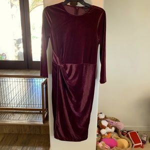 Banana Republic NWOT wine velvet mid-length dress with ruching